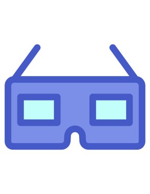 Gözlük vektör simgesi. biçim iki renkli düz sembol, düz mavi renkler, yuvarlak açılar, beyaz arkaplan