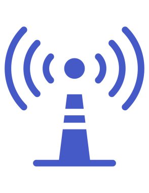 Wi-Fi sinyal simgesi. vektör biçimi iki renkli düz sembol, mavi ve gri renkler, yuvarlak açılar, beyaz