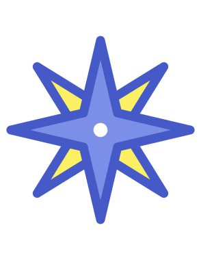 İlkel setten bir yıldız ikonu. vektör biçimi düz sembol, mavi renk, yuvarlak açılar, beyaz arkaplan