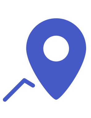 Harita işaretleyici vektör simgesi. biçim iki renkli düz sembol, mavi ve gri renkler, yuvarlak açılar, beyaz