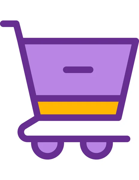 Compras Line Ícone Plana Vetor Ilustração —  Vetores de Stock