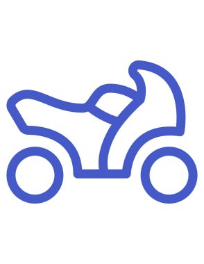 Motosiklet vektör simgesi. biçim iki renkli düz sembol, mavi ve gri renkler, yuvarlak açılar, beyaz arkaplan