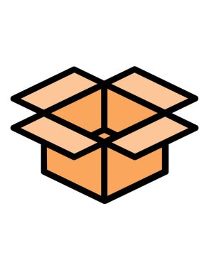 Beyaz arkaplan üzerinde kutu simgesi aç. vektör illüstrasyonu