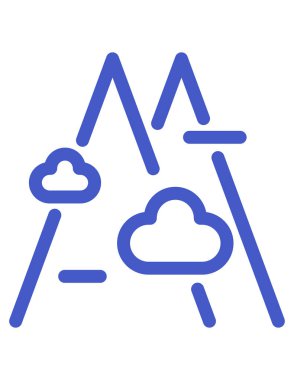 Yağmur bulutu vektör simgesi. biçim iki renkli düz sembol, mavi ve gri renkler, yuvarlak açılar, beyaz