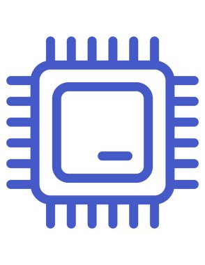 İşlemci yonga simgesi. vektör biçimi yuvarlak açılı, cyan ve mavi renkli çift renkli düz ikonik semboldür.,