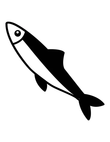 Иконка Рыбы Черном Стиле Выделена Белом Фоне Векторная Иллюстрация Морепродуктов — стоковый вектор