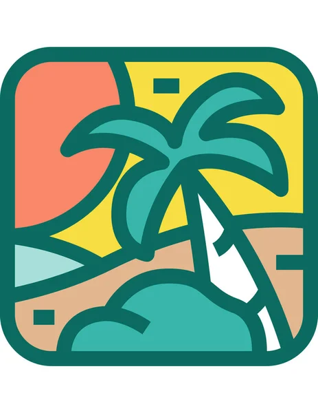 Icono Playa Ilustración Vector Viaje — Vector de stock