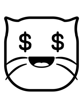 kedi emoji yassı ikon vektör çizimi