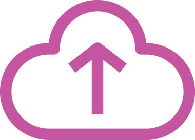 Bulut gönderme vektör simgesi. biçim düz sembol, pembe renk, yuvarlak açılar, beyaz arkaplan