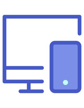 Vektör simgesini izle. biçim iki renkli düz sembol, mavi ve gri renkler, yuvarlak açılar, beyaz arkaplan