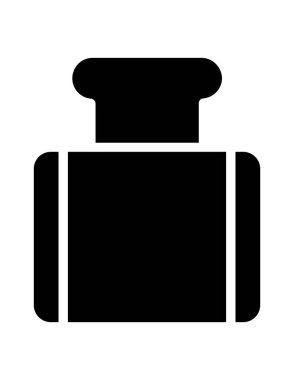 Beyaz arkaplanda siyah bir tost makinesi simgesi var. kahve sembolü çizimi