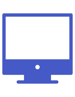 monitör simgesi. vektör biçimi, yuvarlak açılı, pürüzsüz mavi renkli, beyaz arkaplan