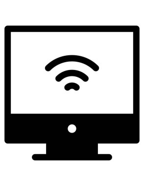 Bilgisayar izleme vektör simgesi. biçim iki renkli düz sembol, siyah ve beyaz renkler, yuvarlak açılar, gri