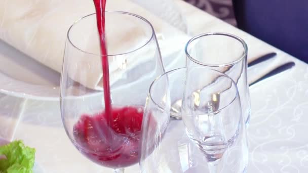 Un homme verse un verre de vin rouge — Video