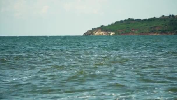 Costa. Colina ampla coberta com vegetação na praia — Vídeo de Stock