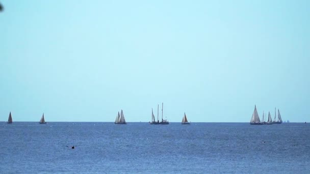 Iate à vela flutuando no mar — Vídeo de Stock