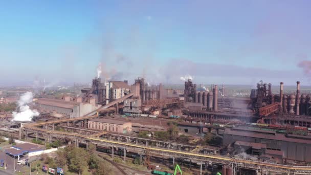 Mariupol Ukraine April 2019 Blast Furnaces Metallurgical Plant Aerial View — Stock Video