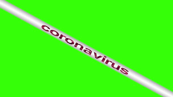 Animowany Tekst Coronavirus Zielony Ekran Tła Klawisza Chroma Koncepcja Bezpieczeństwa — Wideo stockowe
