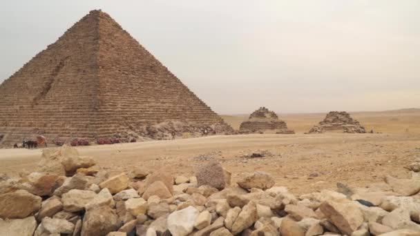 Piramide Van Menkaure Kleinste Van Drie Belangrijkste Piramides Van Gizeh — Stockvideo