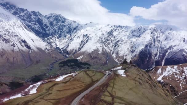 Montagne Del Caucaso Coperte Neve Vista Aerea Può Anche Vedere — Video Stock