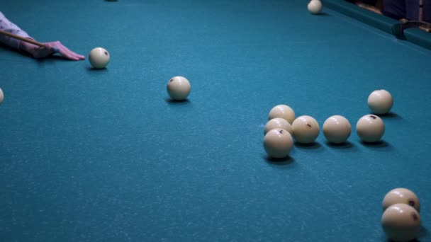 Game Billiards White Balls Roll Green Cloth — 비디오