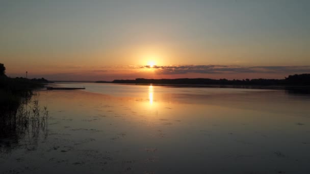 Oekraïne Zonsondergang Boven Rivier Dnjepr Prachtige Natuurlijke Omgeving — Stockvideo