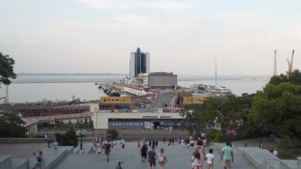 Odessa Ukraina Juli 2021 Utsikt Över Havsterminalen Odessa Från Potemkin — Stockvideo