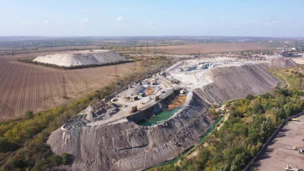 Aerial View Steel Plant Territory Workshop Processing Metallurgical Slag — Stock Video