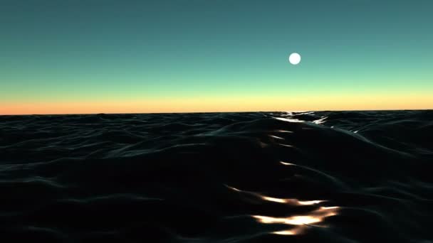 Waves of the ocean and lunar path — Stock Video