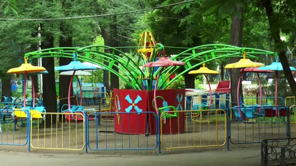 Children carousel in playground — Stock Video