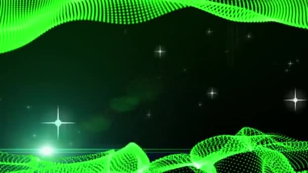 Γραφικά στοιχεία κίνησης καρέ πράσινα. γραφικό κύμα. το σχήμα είναι σωματίδια. Bg — Αρχείο Βίντεο