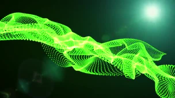 Motion Graphic Elements green. graphic wave. the shape are particles — Stock Video