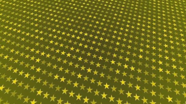 Animerad gul bakgrund. rotera stjärnor arrangerade i serie — Stockvideo