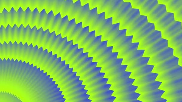 Grön-blå bakgrund, radiell förflyttning av ojämna linjer — Stockvideo