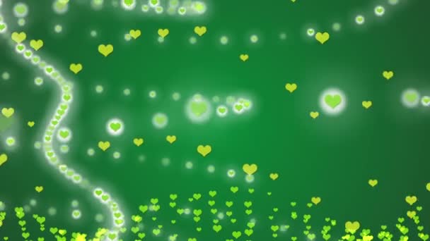 Wedding loop background, abstract motion, heart green — Stock video