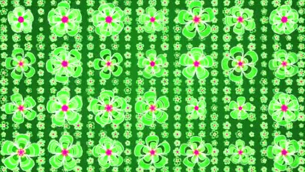 旋转的花朵。绿色背景 — 图库视频影像