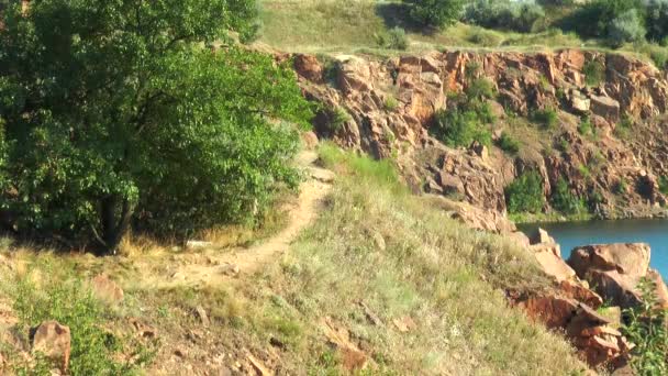 Rocks near the lake — Stock Video