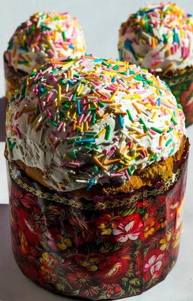 Τρία Πάσχα κέικ closeup διακοσμημένα — Φωτογραφία Αρχείου