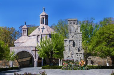 Kilise ve khachkar, çapraz-Etchmiadzin Katedrali, Vagharshapat, Ermenistan taş