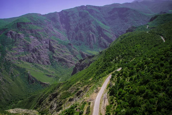 Summer mountain serpentine road,  Armenia, Tatev — Stock Photo, Image