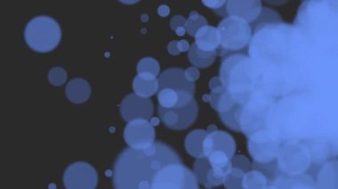 Canlandırma sineği soyut mavi bokeh ve parlak arkaplandaki parçacıklar