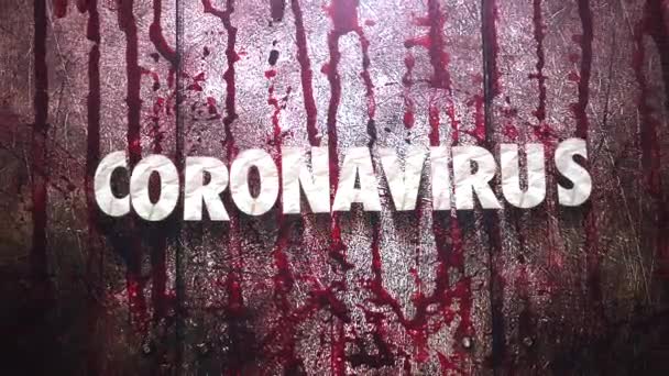 Animowane zbliżenie tekst koronawirus i mistyczne tło horror — Wideo stockowe