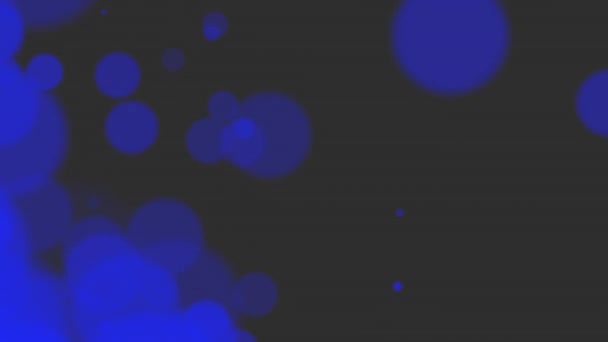 Animation flyga abstrakt blå bokeh och partiklar på glänsande bakgrund — Stockvideo