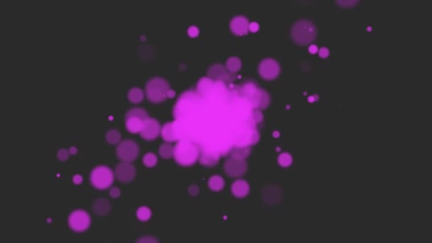 Animation voler abstrait violet bokeh et particules sur fond brillant — Video