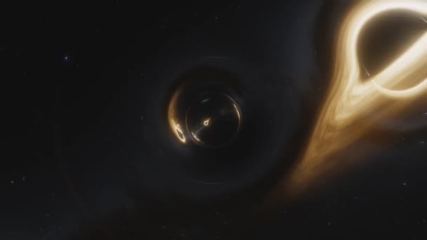 在超大质量黑洞旁边的虫洞动画 — 图库视频影像
