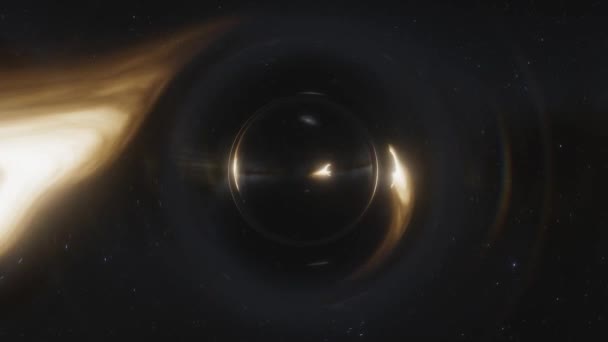 在超大质量黑洞旁边的虫洞动画 — 图库视频影像
