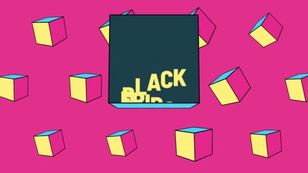 Animazione testo nero venerdì e movimento astratto forme geometriche memphis sfondo — Video Stock