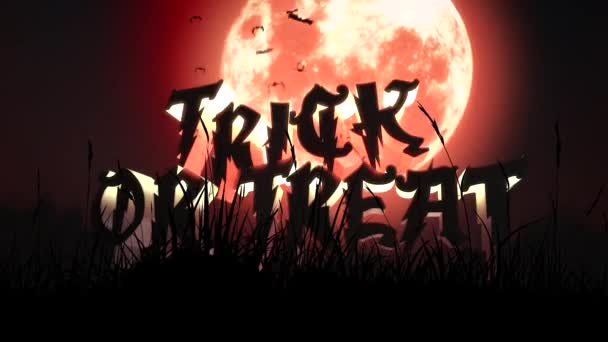 Animación truco de texto o tratar y animación mística halloween fondo — Vídeos de Stock