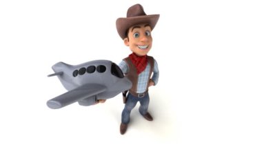 eğlenceli 3D çizgi film eğlenceli kovboy alfa kanalı ile