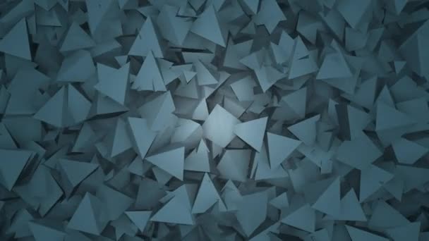 Темно-синие треугольники формируют абстрактный геометрический фон — стоковое видео